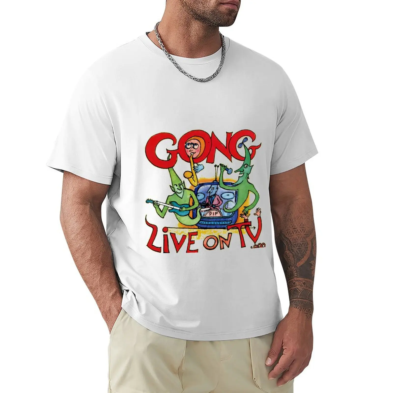 Gong Live on TV 1990 T-Shirt tees aesthetic clothes summer top vintage clothes fitted t shirts for men