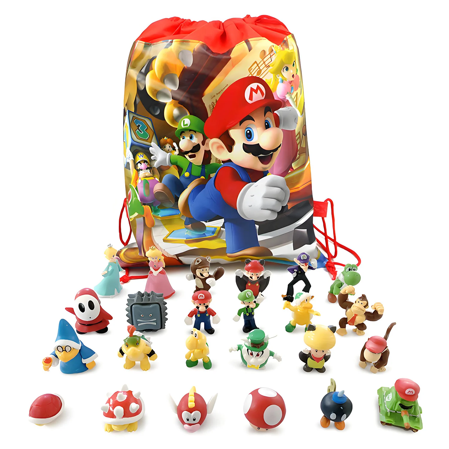 Super Mario Bros PVC figurines modèle jouets 2-8CM mignon Mini Anime Figure 18/48 pièces ensemble avec sac de rangement cadeau d'anniversaire pour les enfants