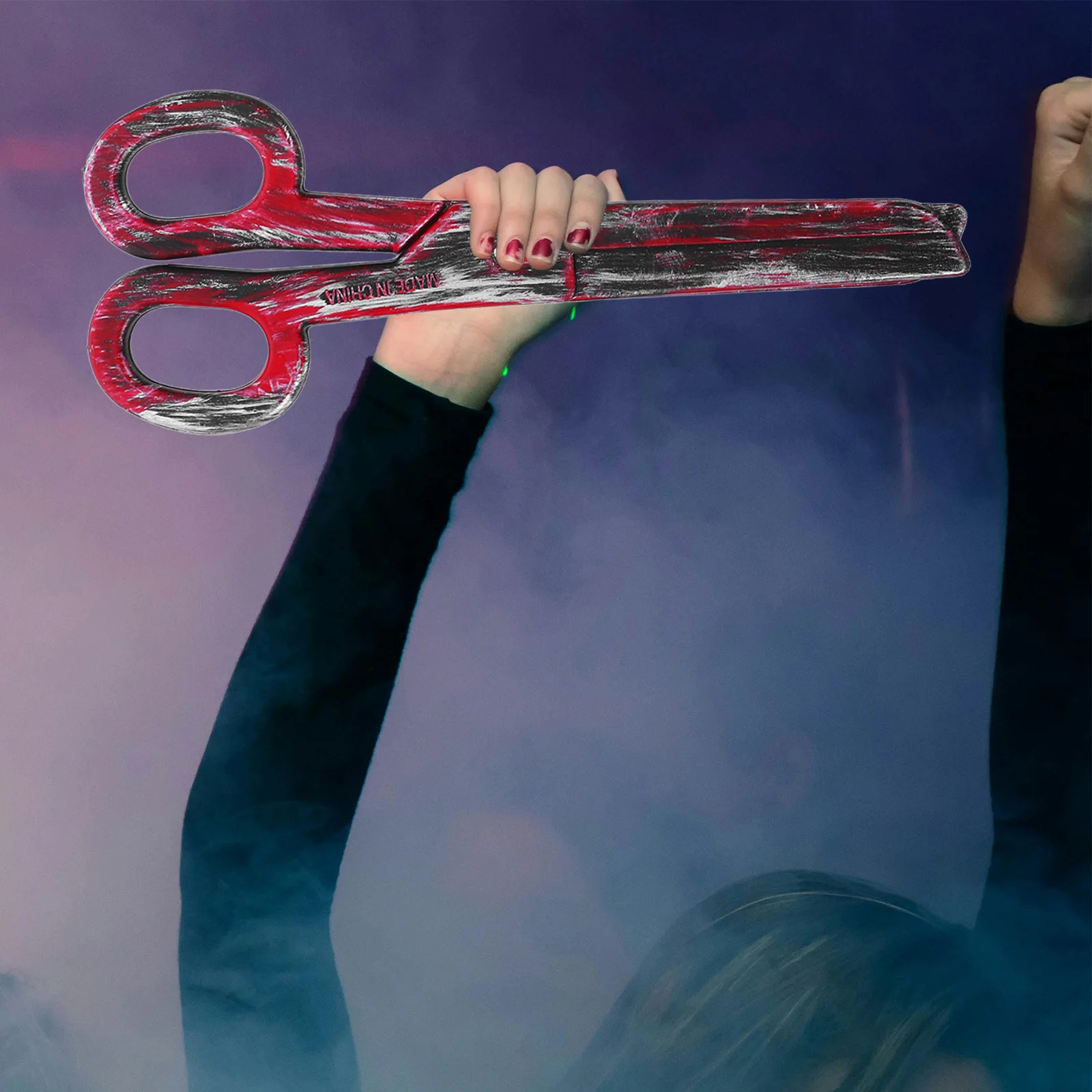 2 pezzi di forbici finte giganti da clown per spettacoli teatrali di circo di Halloween, grande accessorio decorativo in plastica, decorazione a forbice