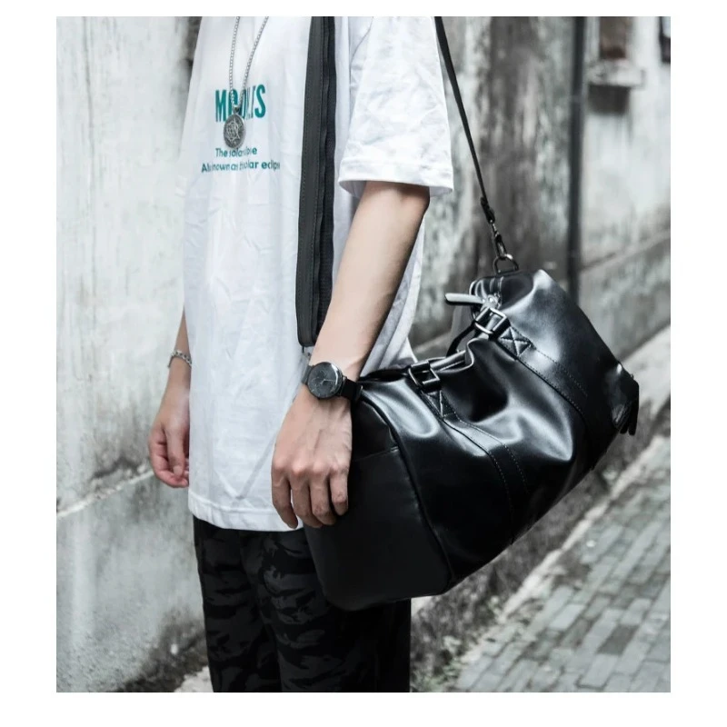 Men's Travel Portable Waterproof Sports Bag Cylinder Training Fitness Bag Large Capacity Luggage Shoulder view 6