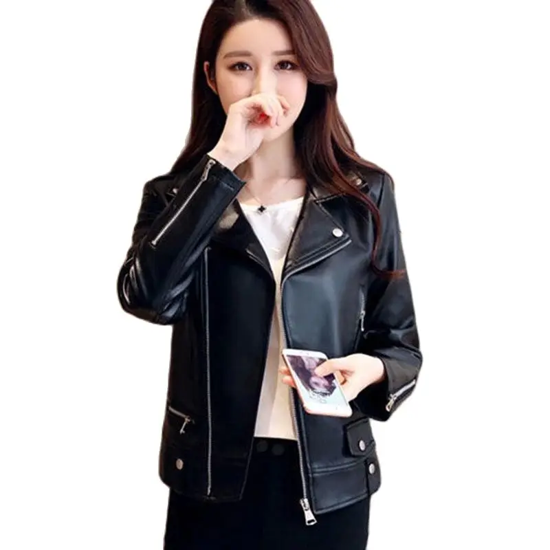 

2022 Spring And Autumn Women's Short Loose Korean Style Suit Collar Slim Leather Trendlady