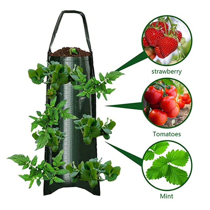 Multi-Function Hanging Strawberry Grow Bag Upside Down Planter Garden Tomato Potato Vegetable Flower Plant Grow Bags