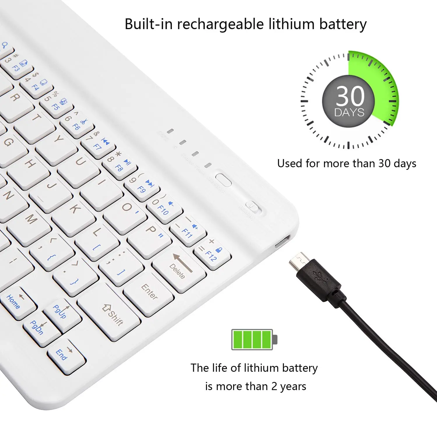 لوحة مفاتيح بلوتوث رفيعة للغاية قابلة للطي، لوحة مفاتيح صغيرة لاسلكية عالمية قابلة لإعادة الشحن USB-C للهواتف الذكية التي تعمل iPad اللوحية