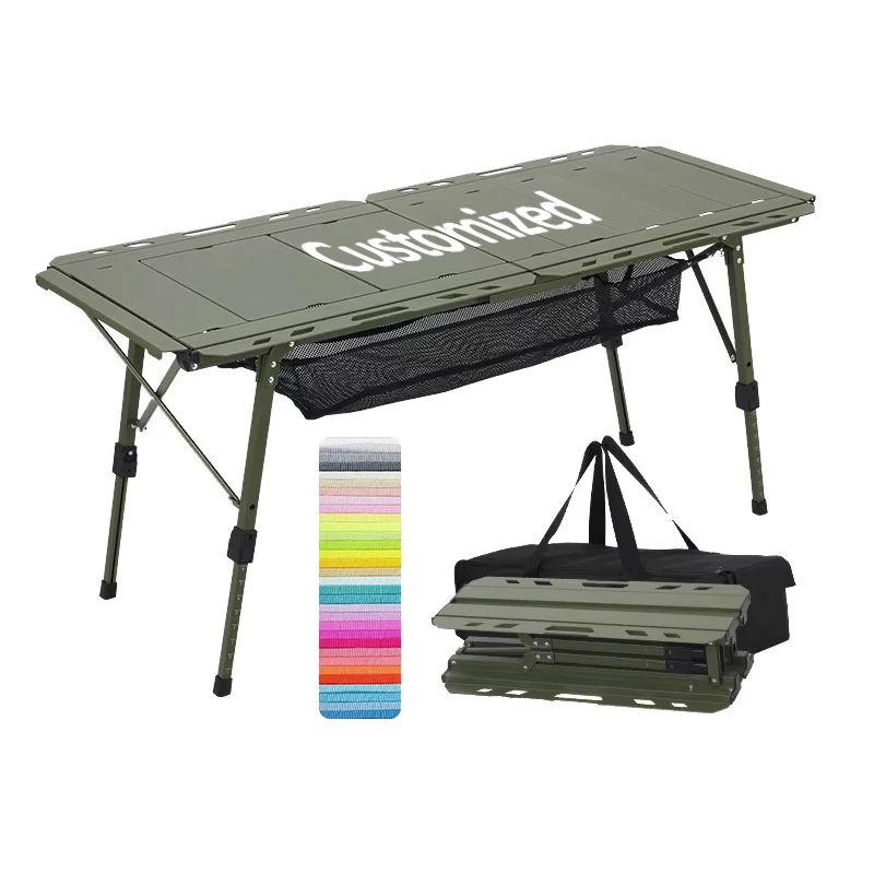 Mesa táctica plegable para Picnic, playa y jardín, de aleación de aluminio, ajustable en altura, diseño moderno, para acampar y barbacoa
