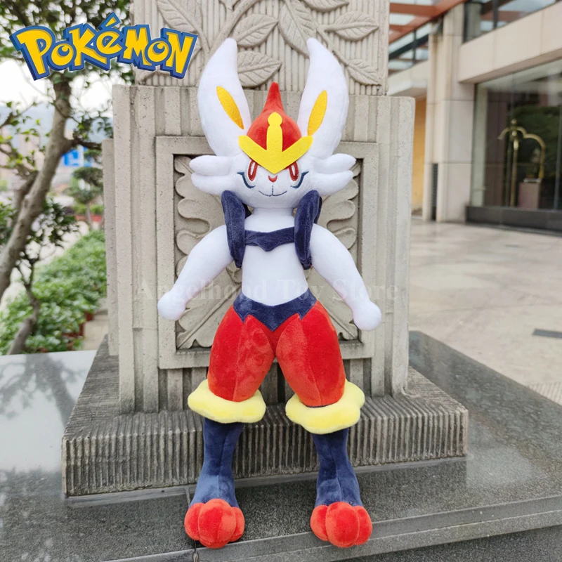 Large Pokemon Cinderace Plush Toy Anime Kawaii Stuffed Plushie Doll Toys Soft Pillow Cartoon Cosplay Birthday Present For Kids