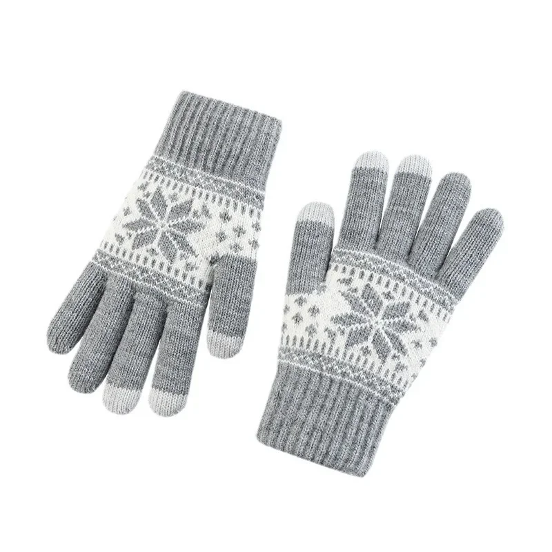 Gloves for Women Winter Velvet Cashmere Thickened Korean Style Cold-proof Outdoor Cycling Touch Screen Warm Wool Knitted Gloves