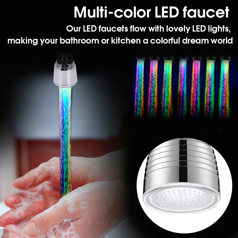 Water Faucet Night Light Lamp Sensor Hydropower Led Lights Shower Head Rotatable Night Lights For Bathroom Multiple Color
