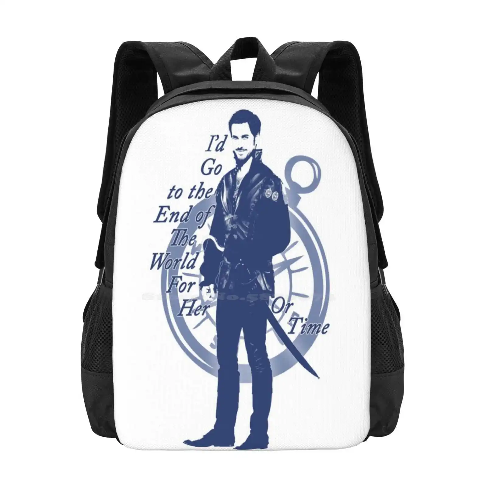 

«Я перейти на конец света для нее» Капитан Крюк Дизайн Модный узор Дизайн Путешествия Ноутбук Школьный рюкзак Сумка Once