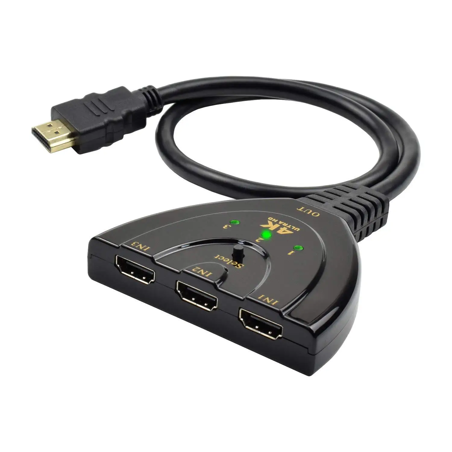 Conmutador compatible con HDMI KVM Splitter, 4K, 2K, 3D, 3 Entradas, 1 salida, Mini 3 puertos, concentrador de vídeo 1080P para DVD, HDTV, Xbox, PS3, PS4