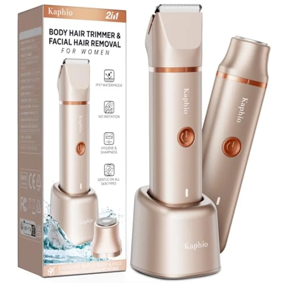 

Bikini Trimmer for Women Pubic Hair: 2 in 1 Electric Razors for Women - IPX7 Waterproof Lady Shaver for Travel and Home Use Gol