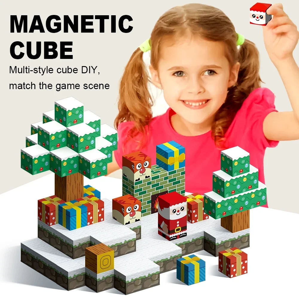 子供のためのクリスマスビルディングブロックセット,クラシックモデル,磁気おもちゃ,誕生日と新年の贈り物,108個