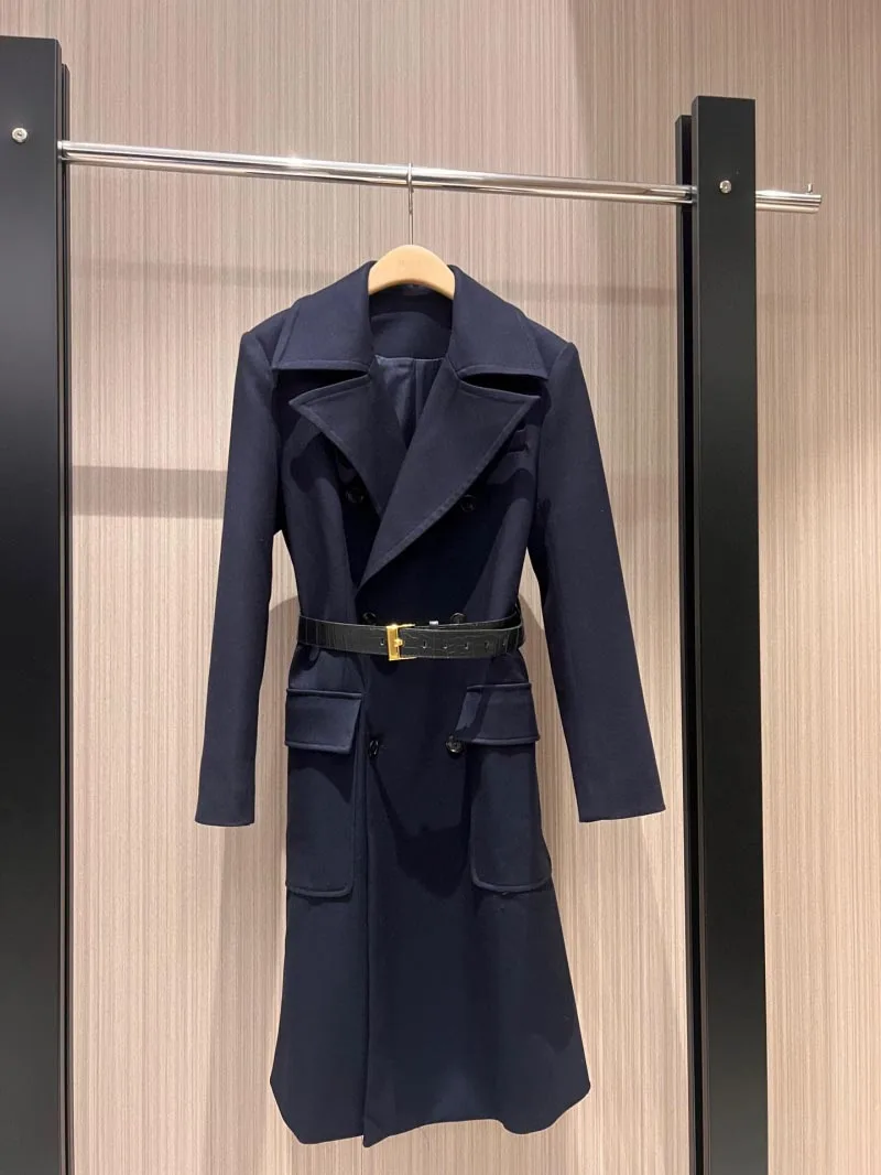 2024 Autumn New Women's Coat Fashionable, Exquisite, Stylish, Handsome, Double breasted Waist Belt Slimming Coat