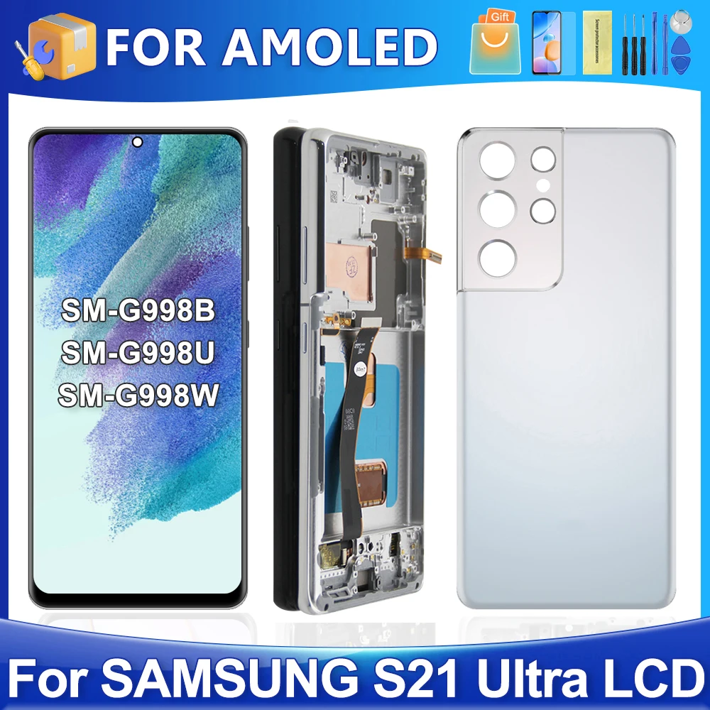 S21 Ultra For Samsung For AMOLED S21 Ultra 5G G998B G998U G998W LCD Display Touch Screen Digitizer Assembly Replacement