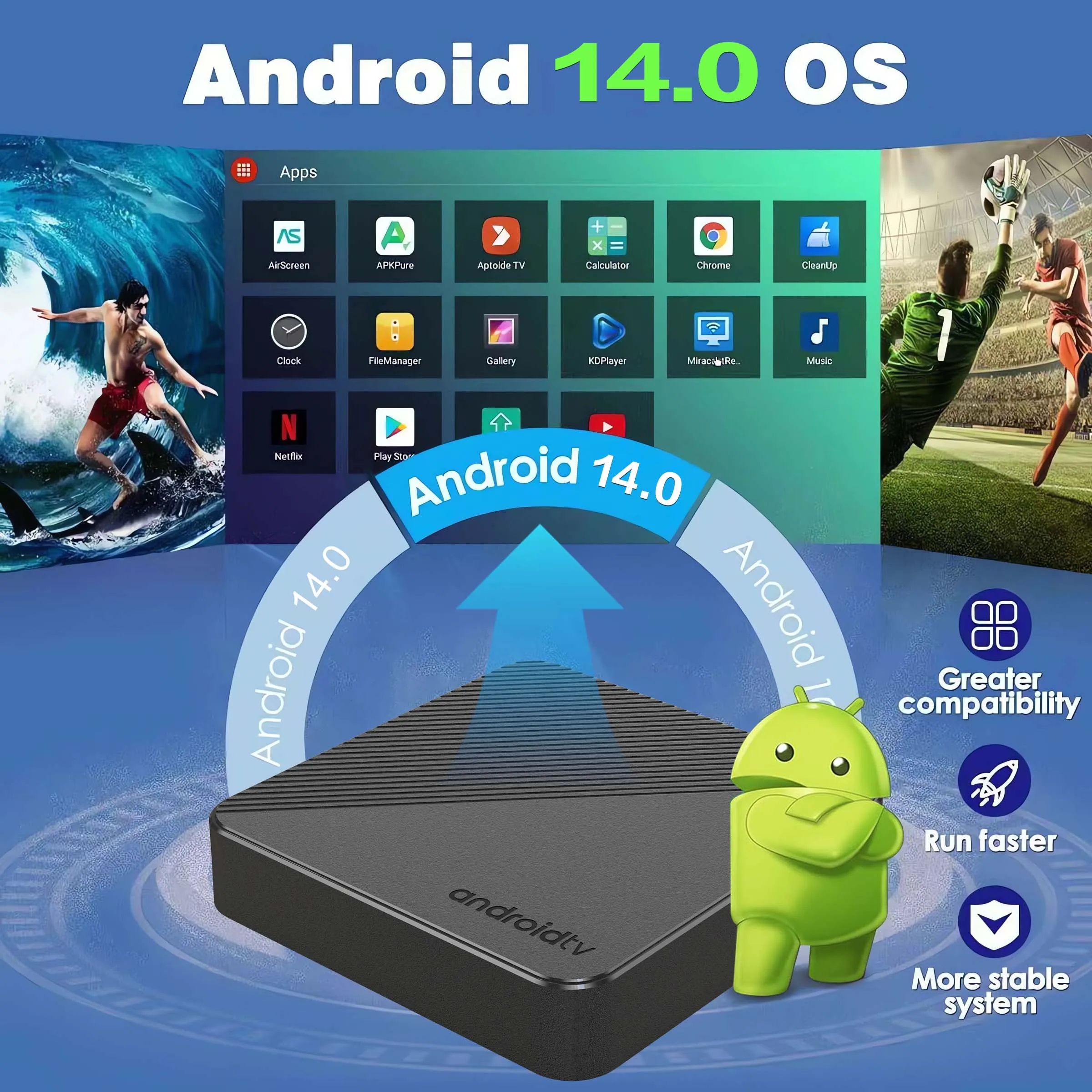 صندوق تلفاز Android T1S Smart 4K Home theater AllwinnerH313 Streaming Media H.265 Iptv Global Version Netflix YouTube Wifi6 1000M