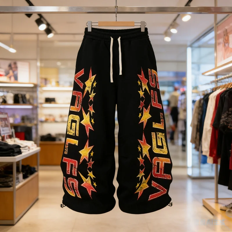 

Американские уличные брюки-клеш из флиса свободного кроя с широкими штанинами для мужчин и женщин, повседневные брюки с завязками и пряжкой «свиной нос», для офиса и поездок на работу