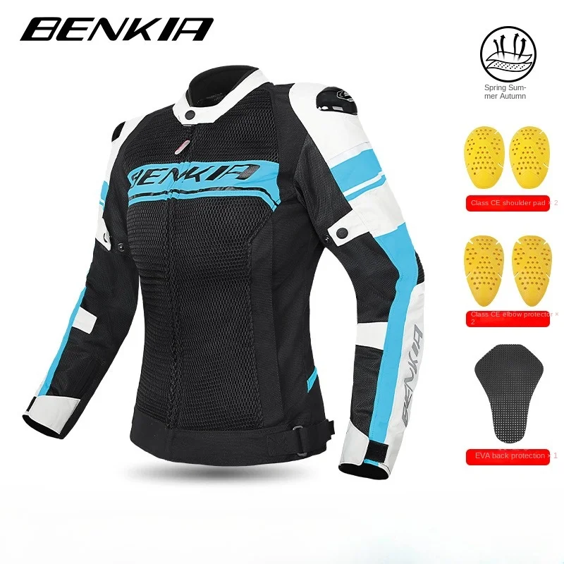 

BENKIA Motorcycle Jacket Women's Spring Summer Fall Windproof Mesh Breathable Wear Resistant Motorcycle Riding Waterproof Jacket