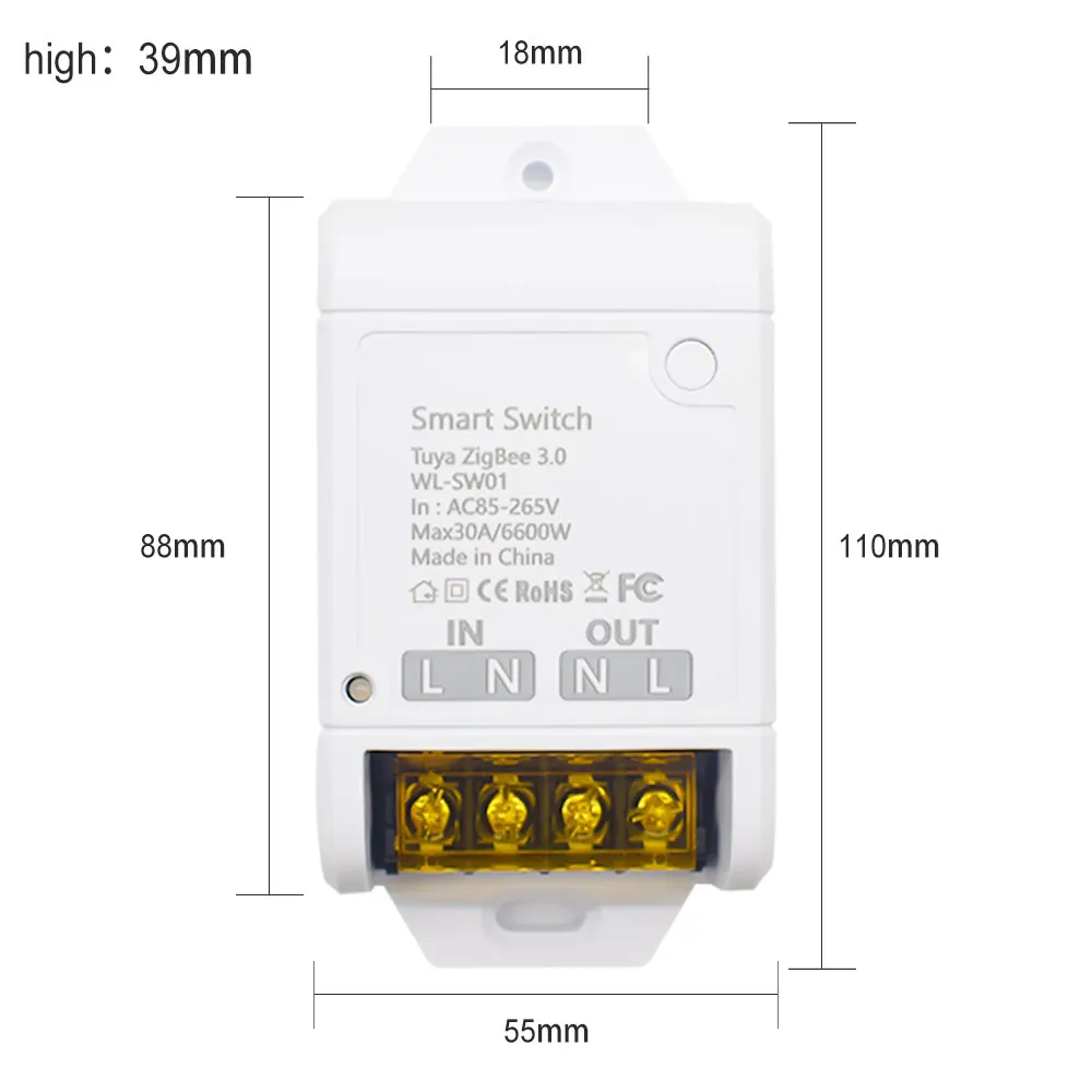 ZigBee Tuya Smart Circuit Breaker Switch Mouldle On/Off Controller Electrical 20A 30A 6000W Smartlife APP Remote Control Alexa