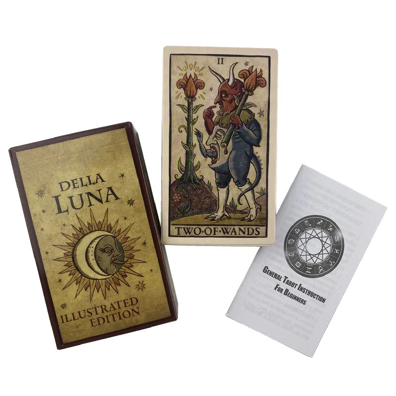 12x7 Duży rozmiar Księżyc Tarot Della Luna Karty z papierowym przewodnikiem Pips Wydanie na życie z pełnymi scenami obrazkowymi Gry planszowe