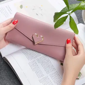 女士長版皮夾 奢華愛心皮夾 女士女孩零錢袋 PU卡包 女用皮夾 手機手拿包 6 最佳銷售 心形皮夾 - №2