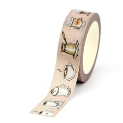 NEW 1PC. 10M Decorative vintage white brown coffee cups Washi Tapes Scrapbooking Planner Adhesive Masking Tape Cute Papeleria