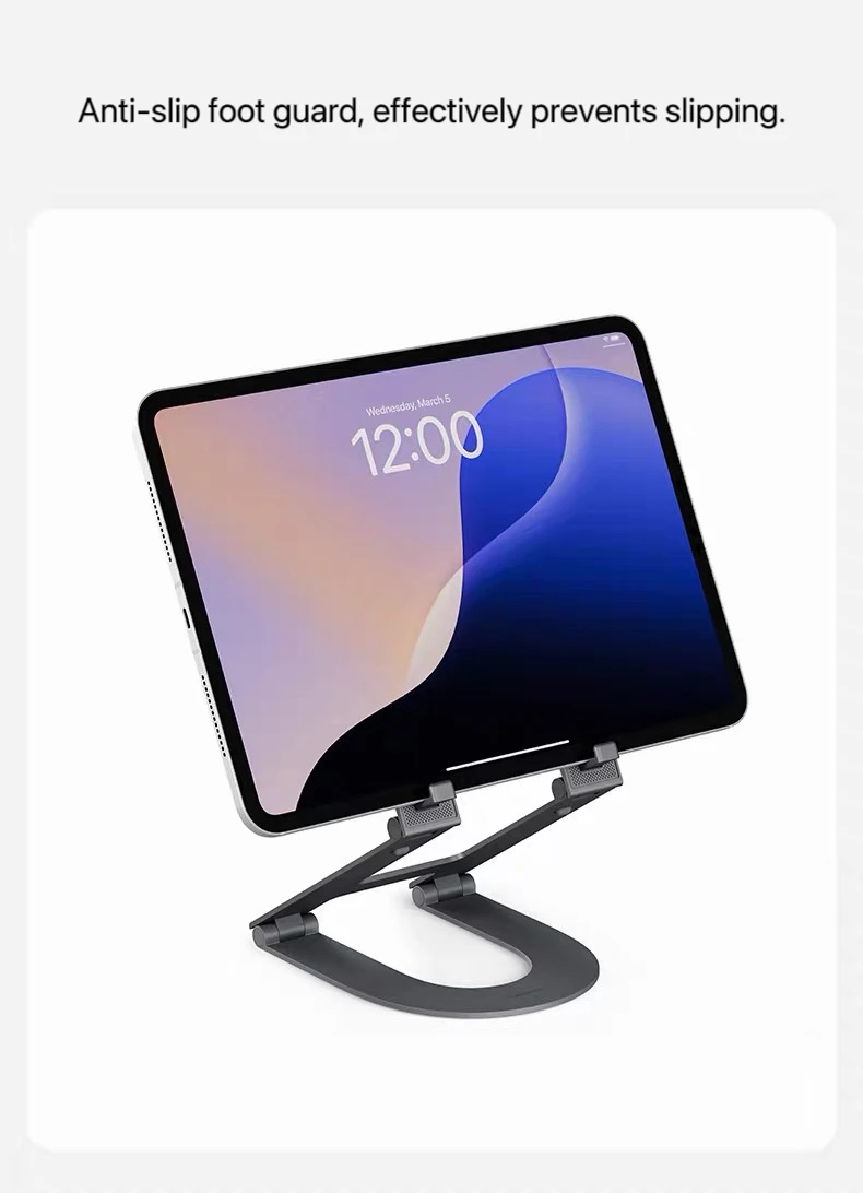 

Curve Mini Tablet Stand, Adjustable Height, Desktop Aluminum Alloy Portable Office Stable Base.