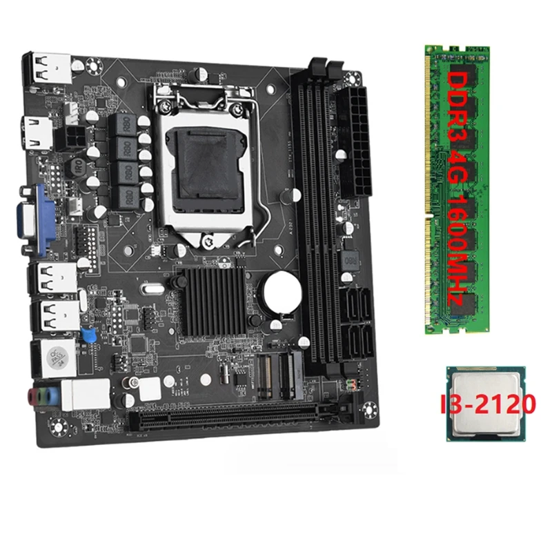 

ITX H61 Desktop Motherboard +I3-2120+1X DDR3 1600Mhz 4G RAM CPU LGA 1155 Support Up To 16GB RAM Slots 100M Network Card