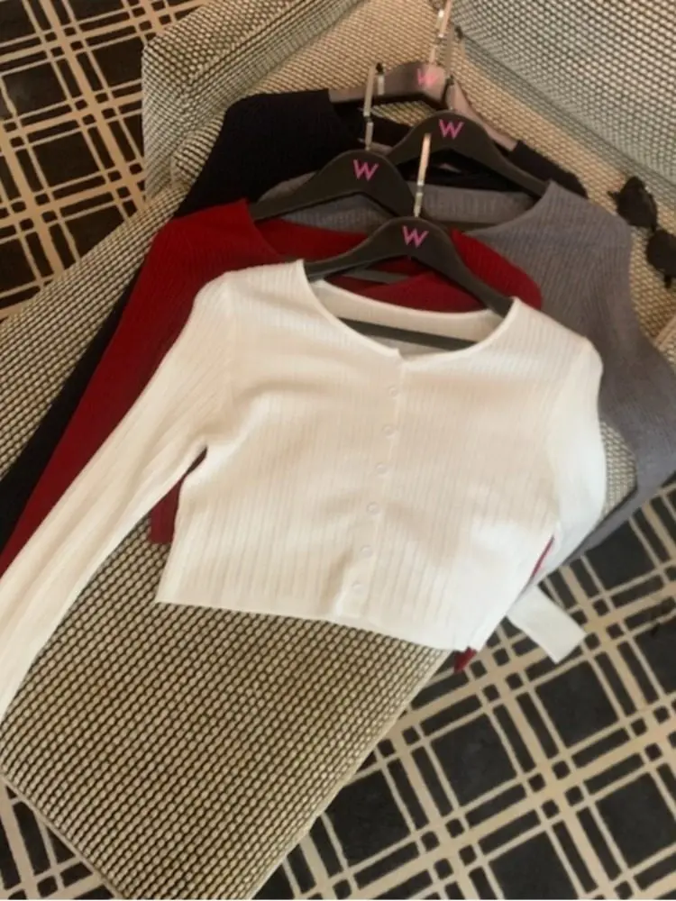 

Women's Knitted ort Cardigan Casual Sle Inner Wear Pure Color Aosphere Sensual Winter Long Sve round Ne Button up