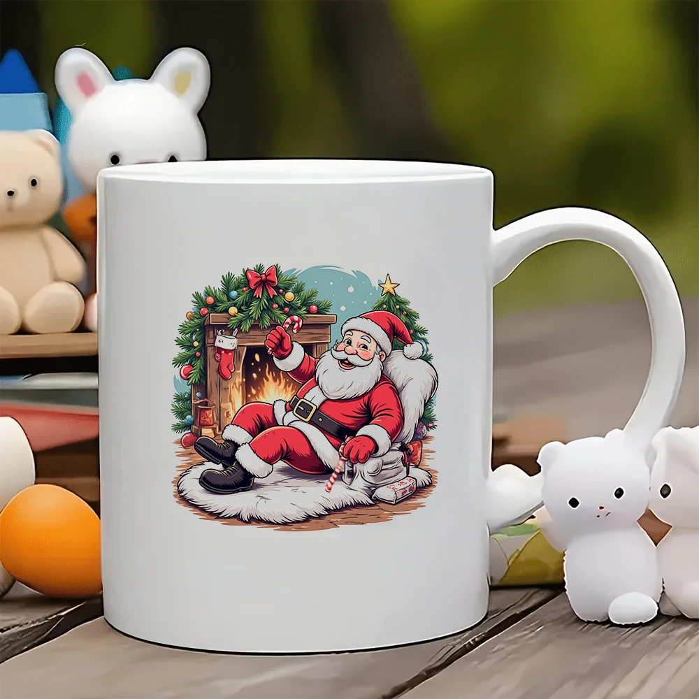 

11oz Mugs + Santa Claus Cartoon Illustration Cups Christmas Gift Kids Water Cups Family Office Coffee Cup Set