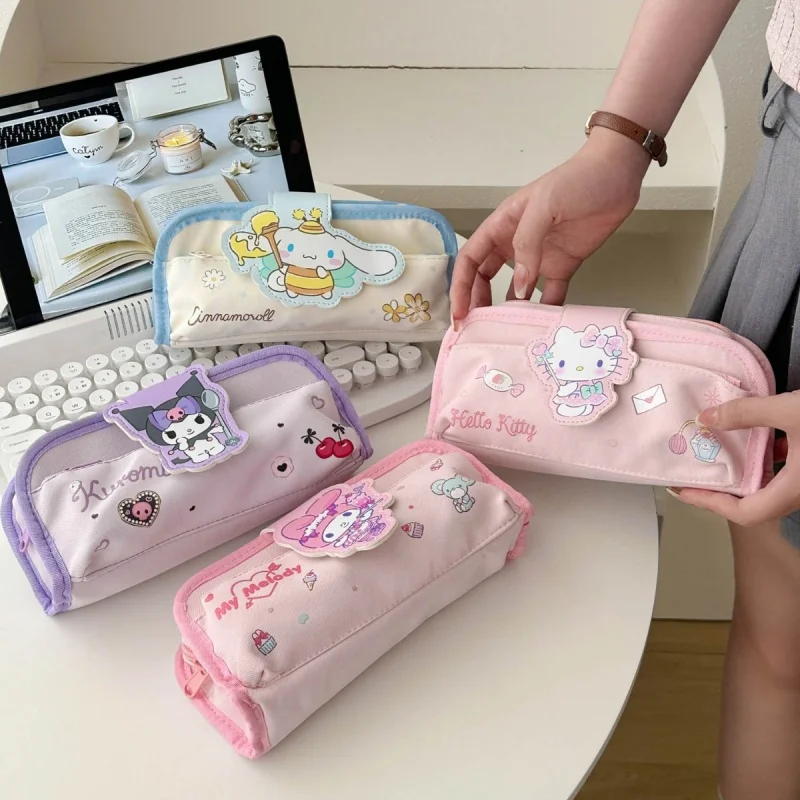 

4pcs/lot Sanrio Kuromi Melody Cinnamoroll Pencil Case Cute Kitty Pencil Box Stationery Pen Bag Stationery School Supplies
