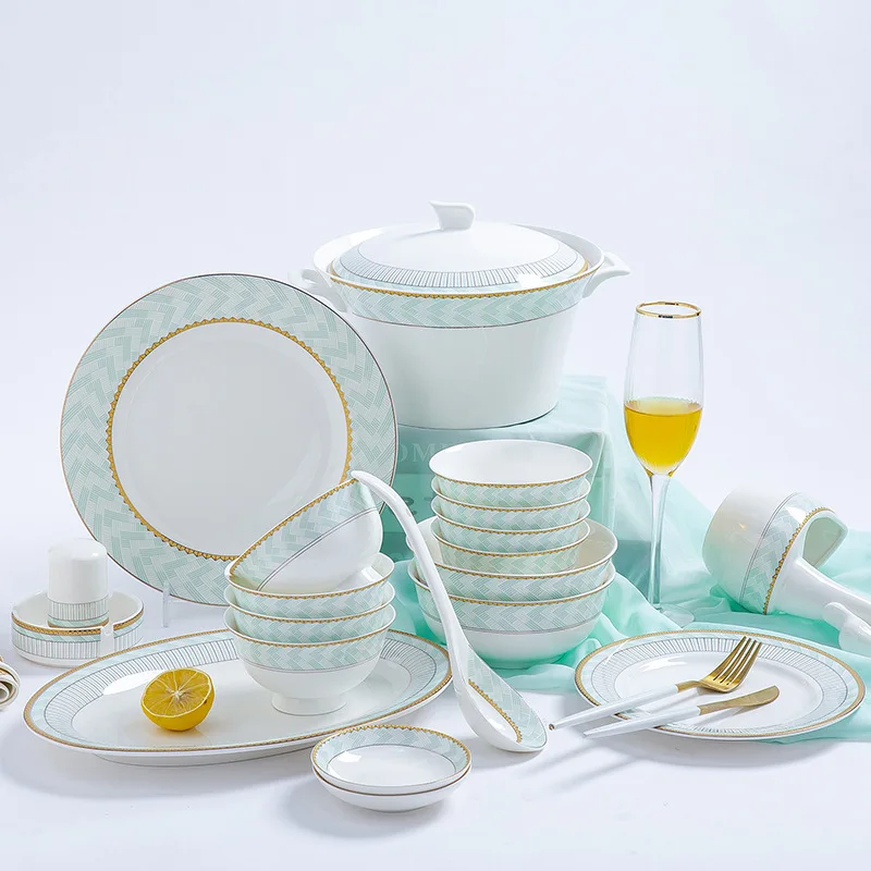 

Керамическая посуда Цзиндэчжэнь, посуда и тарелки, бытовой набор мисок из костяного фарфора Lanwei