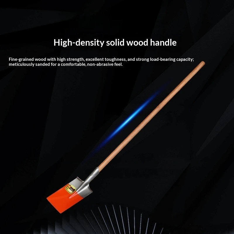 Thickened Long Handle Steel Shovel Small Orange Spade Manganese Steel Large Mud Shovel for Gardening And Landscaping