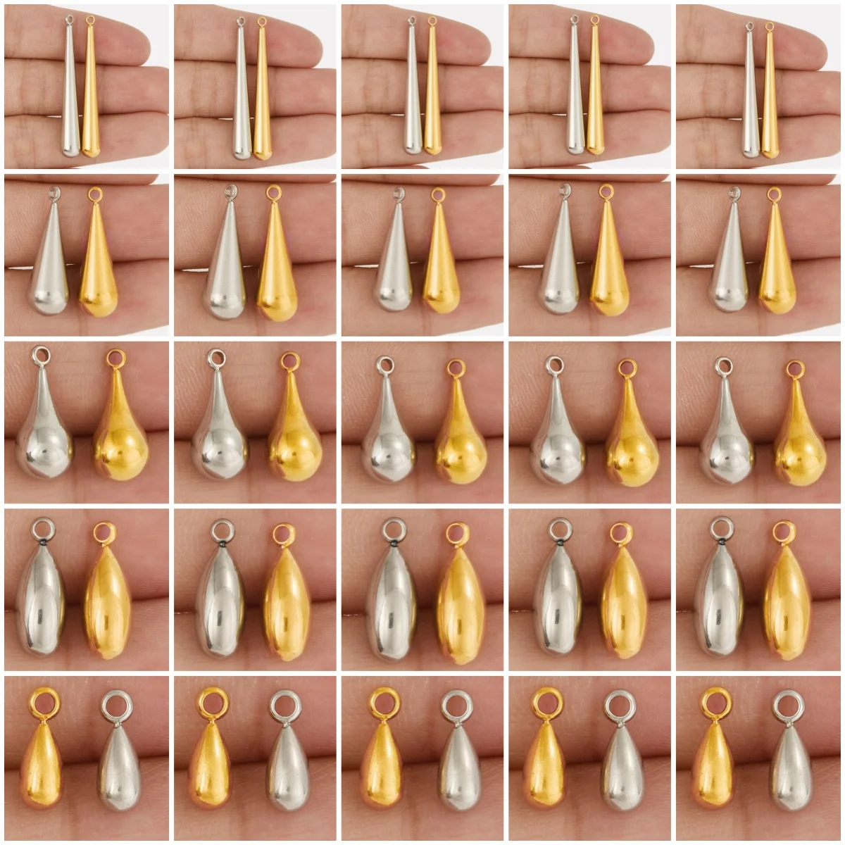 5pcs Brief New Stainless Steel 3D Geometric Solid Pendant Multiple Styles No Fading Gold/Silver Color Pendants Diy Jewelry Make