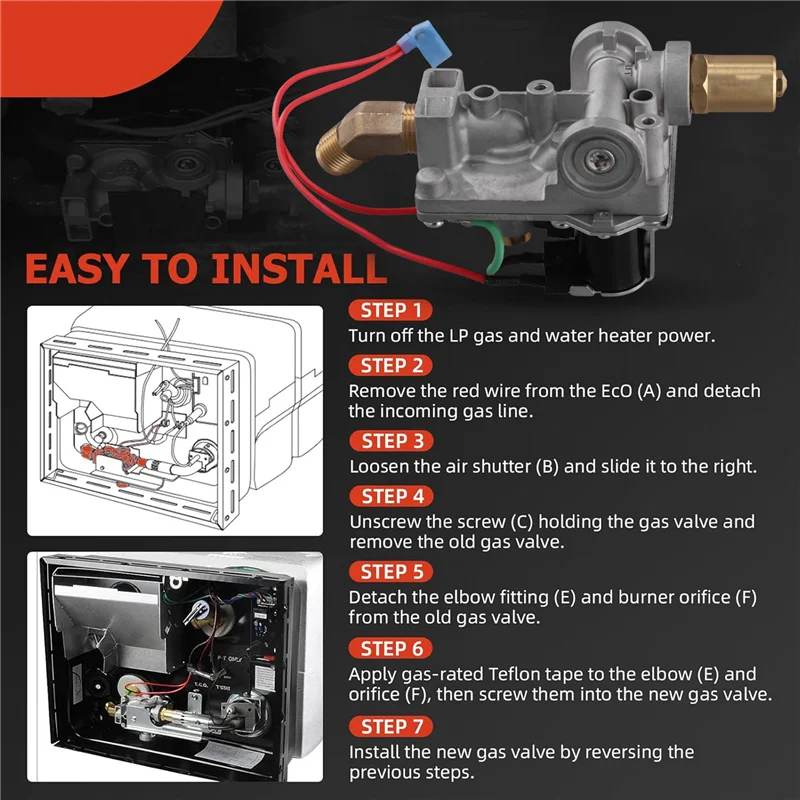 RV เครื่องทำน้ำอุ่นแก๊สวาล์ว 6 แกลลอน 93870 92078 สำหรับโดเมติก แอทวูด G6A G610 GC6A GC6AA SVC วาล์ว