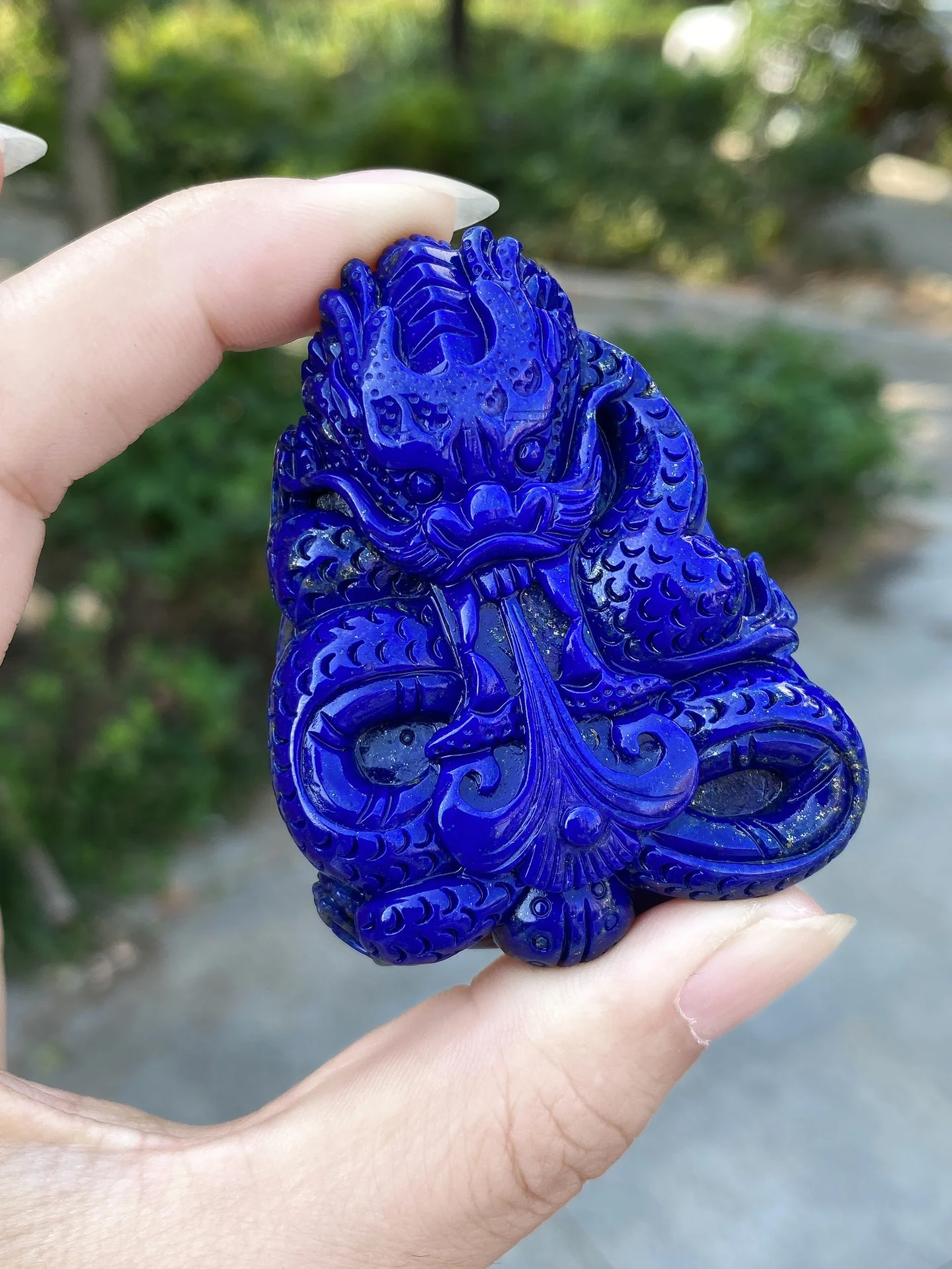 Natural Blue Lapis Lazuli Pendant Dragon Necklace 63x48x14mm Women Men Beads Jewelry Gemstone AAAAAA