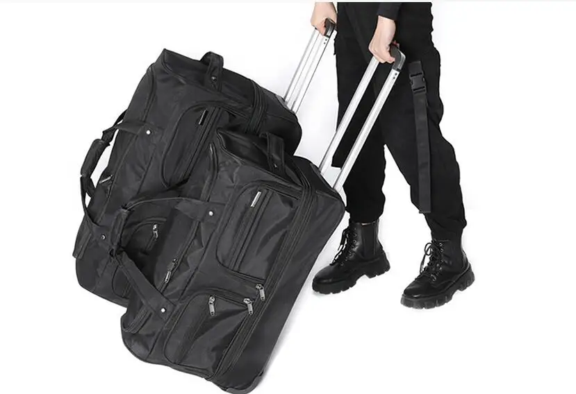 Sacos De Trole De Viagem De Grande Capacidade 80L Expansível Leve na bagagem de mão Saco de viagem impermeável com rodas Sacos de rolamento