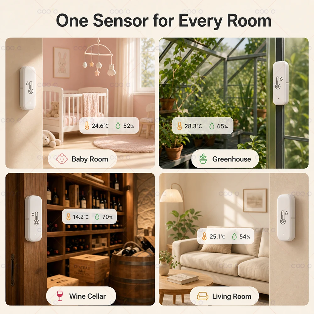 Zigbee 3.0 Temperature Humidity Sensor Smart Home Indoor Hygrometer App Remote Monitor work with Tuya Smart Life Z2M Need Hub