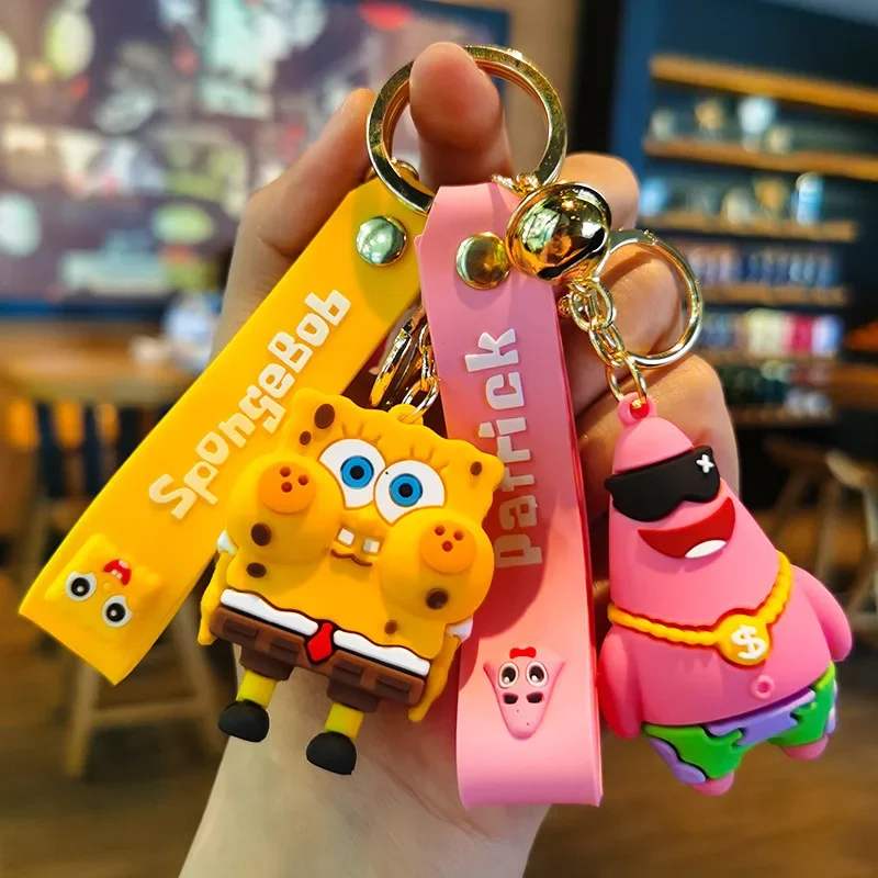 SpongeBob SquarePants Cartoon Couple Keychain Anime Figure Patrick Star Accessories Car Key Chain Backpack Pendant Birthday Gift