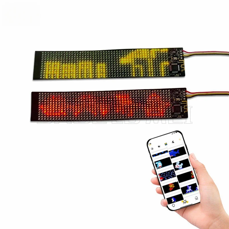 Programmable Flexible LED Module Phone App Battery Control Soft Thin Display Screen For Hat Bag T-Shirt Face Mask DIY Bluetooth