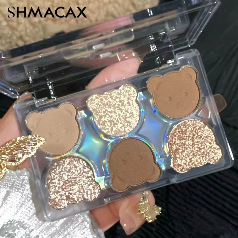 6 colori Eyeshadow Palette Eyeshadow Girl Beginner Makeup Tray scultura evidenziare cosmetici per accessori per ragazze cosmetici