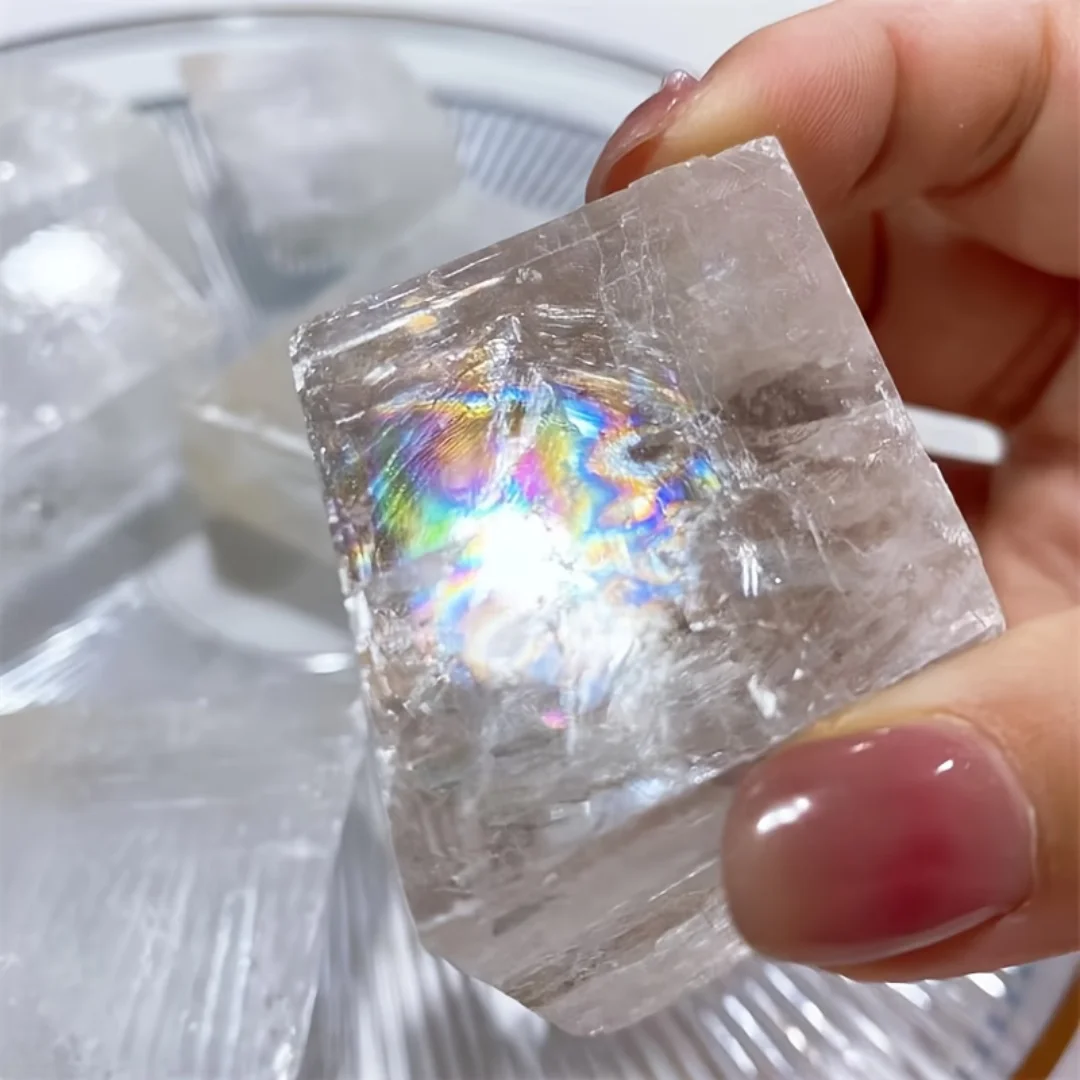 30g/60g/80g/170g Brazilian Optical Calcite Cube, Natural Optical Calcite Cubes, Clear optical calcite stone, Home decoration