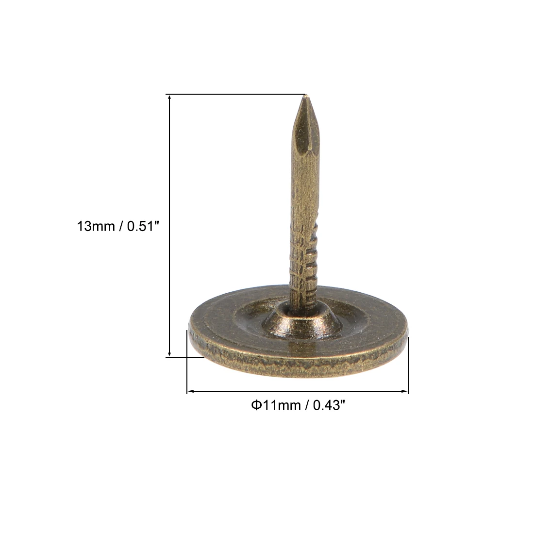 Uxcell 25/150pcs Upholstery Nails Tacks 11mmx13mm Flat Head Furniture Nails Pins Bronze Tone for Home DIY