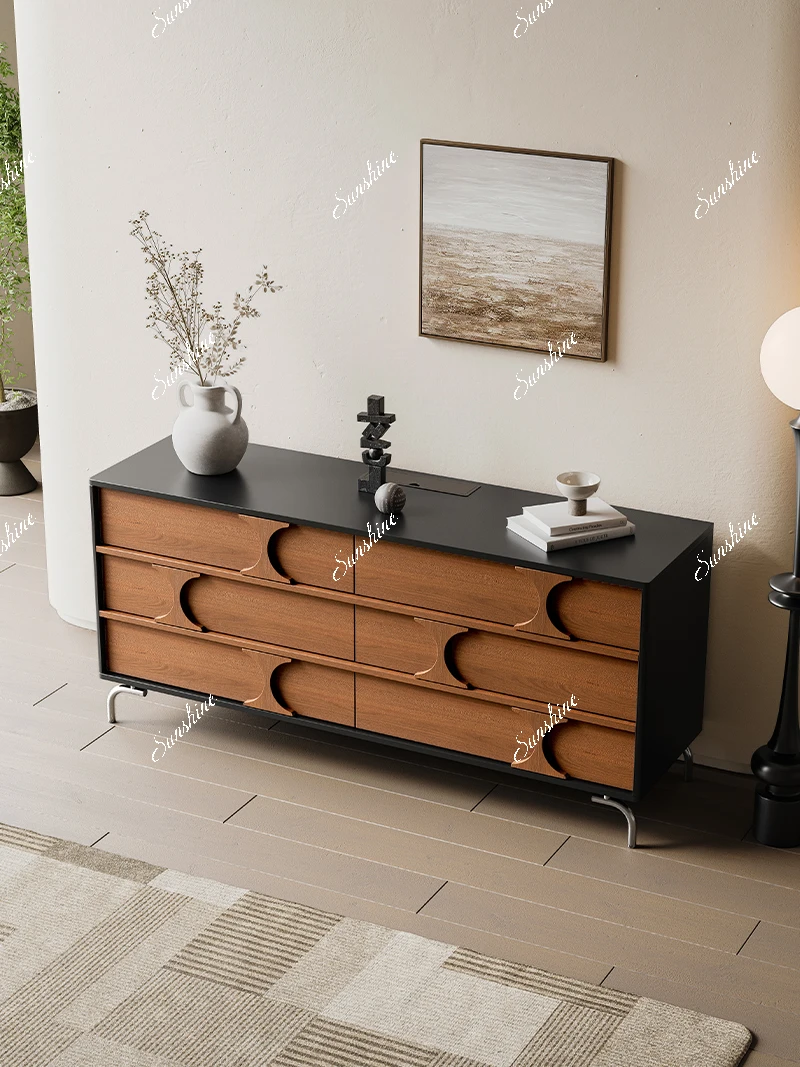 Bedroom wall storage cabinet vintage solid wood multi-layer storage cabinet