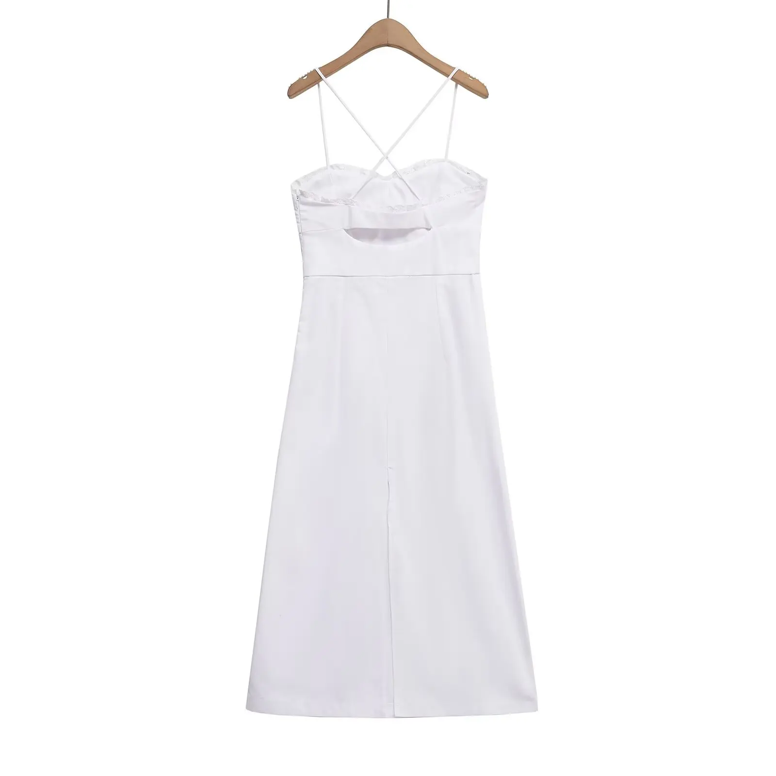 2025 novo verão feminino moda casual simples e confortável sem costas estilo espartilho vestido midi estilo menina