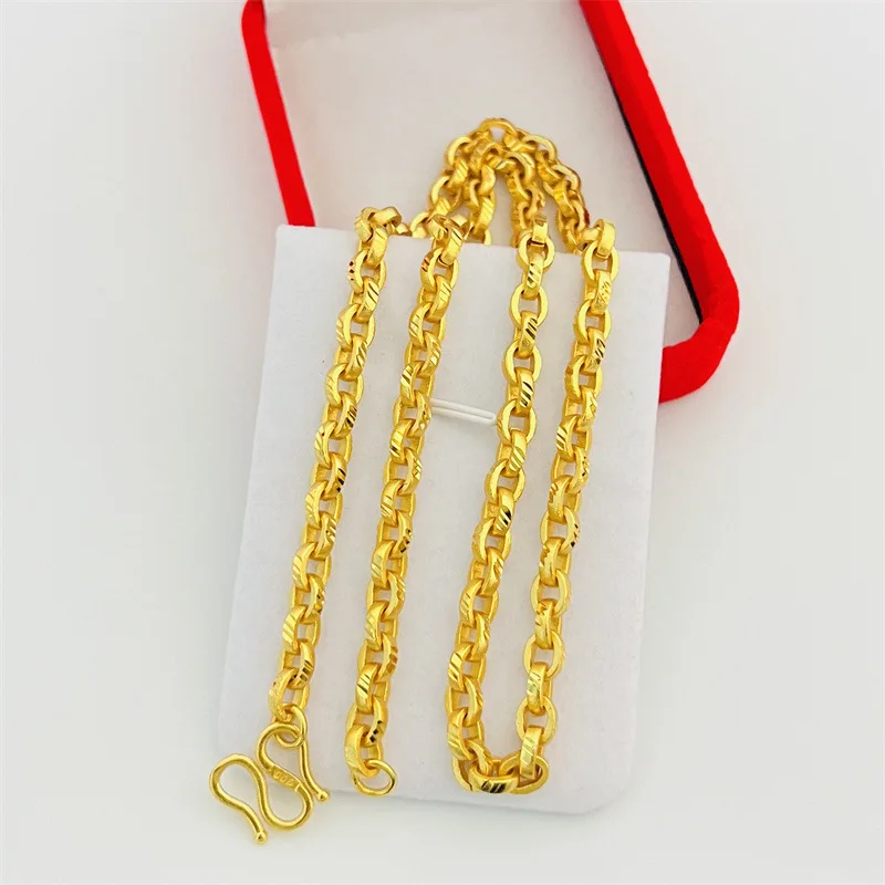 

Luxury 24K 9999 Pure Gold real gold Carmi Loop Ring Phase Ring Men's and Women's Necklace