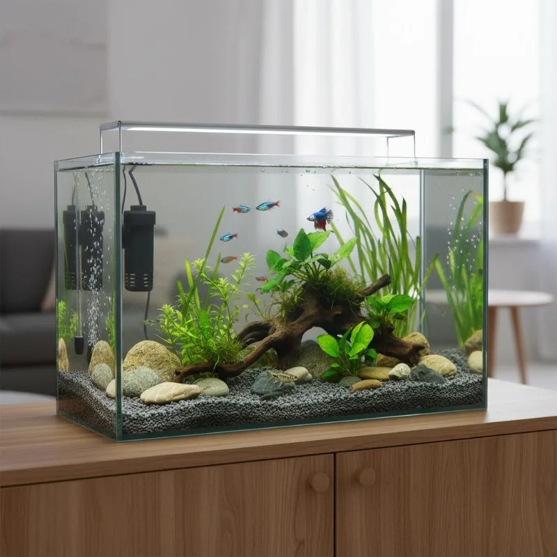 Aquarium mit transparentem Stauraum 40 x 25 x 25 cm Glas
