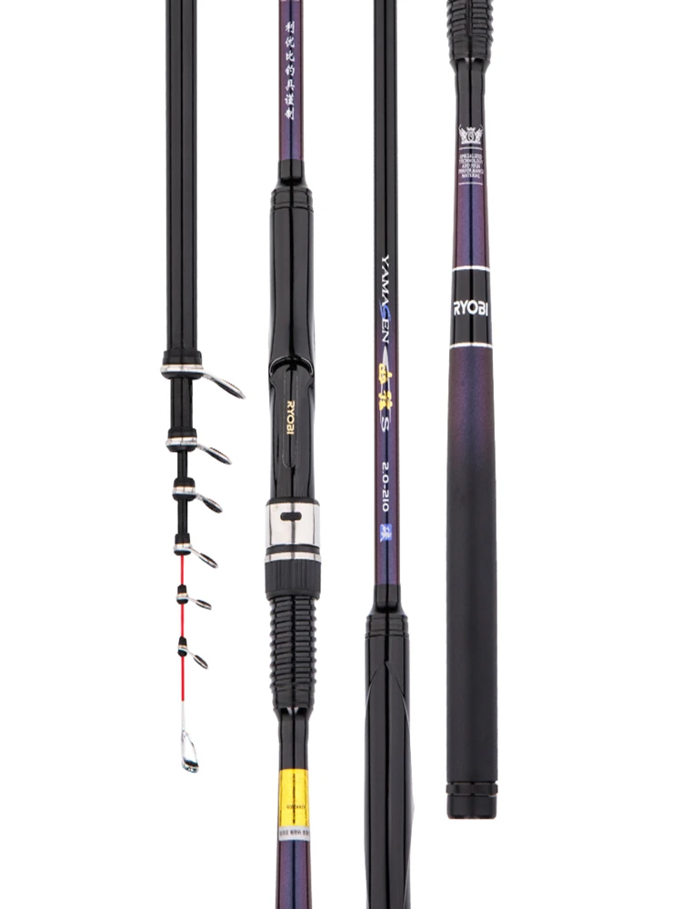 

RYOBI SX-S Short Section Portable Carbon Rock Fishing Rod Ultralight Oblique Guide Dual Use Spinning Telescopic Pole 2.1m-3.6m