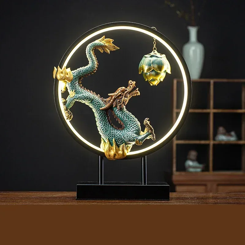 

Zen Chinese Style Backflow Incense Burner Dragon Home Decor Ornaments with USB LED Circle Incense Waterfall Holder