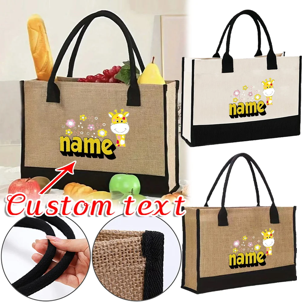 

Customized Name Handbag Jute Bag Large Capacity Shopping Bag Environmentally Friendly Portable Storage Bag Customized Product