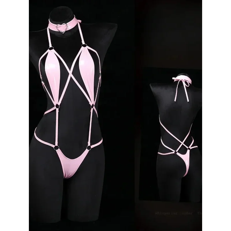 SN55Sexy Hollow Naughty Lingerie Red Bodysuit for Women Exposed Chest Thong Underwear Temptation Erotic Costumes Exotic Nigh$@1w