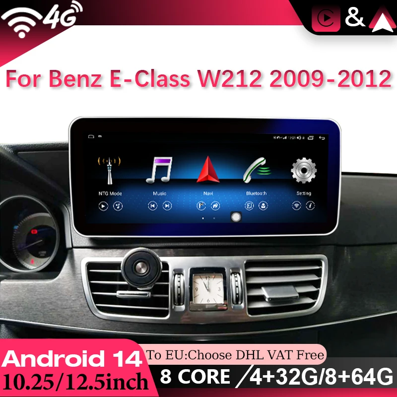 

Android 14 AUTO For Mercedes Benz E Class W212 2009 - 2012 Apple Carplay 8 Core Car Video Player Navigation Multimedia Screen 4G